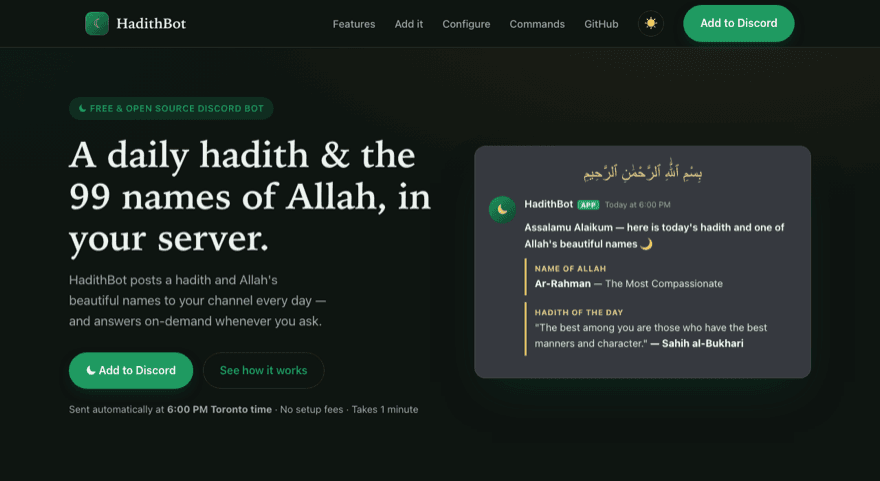 HadithBot screenshot